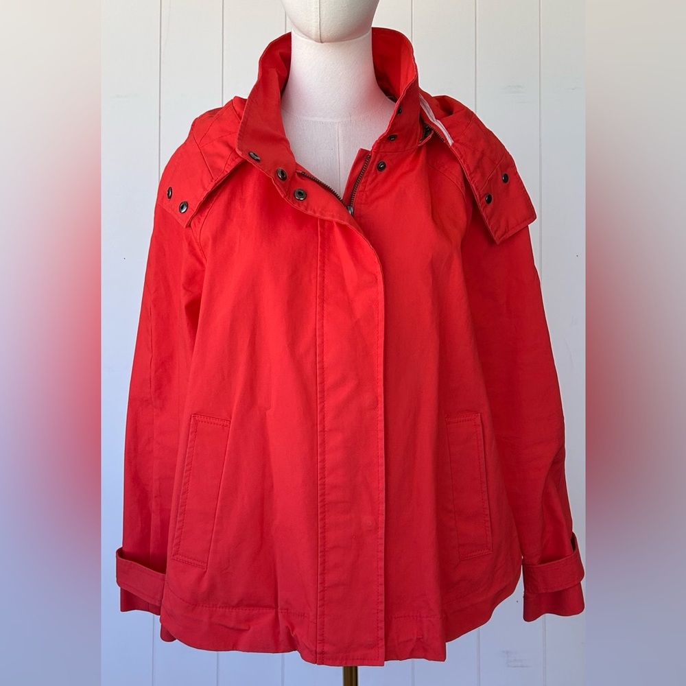 Banana Republic Women’s Swing Jacket Hooded Orange‎ Size Large